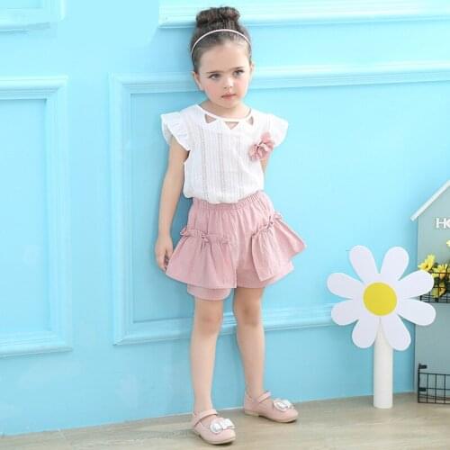 Girls Clothing Sets Summer Children Clothing Fashion Baby girl Flowers T-shirt Tops And Shorts Pants Set Kids Cotton Clothes