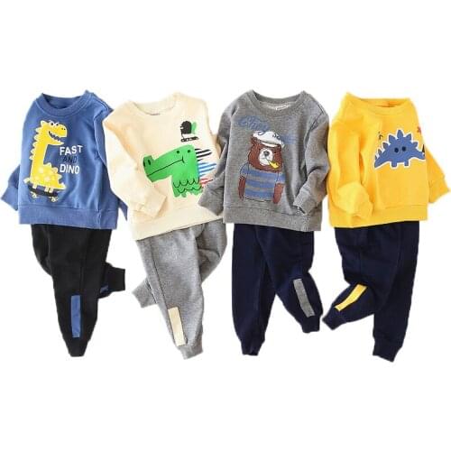 Children 's Suit Spring and Autumn Children 's Clothing Boy T-shirt + Pants Two - piece Baby Cartoon Top Boy Clothes
