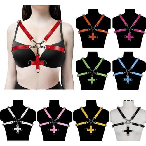 Leather Gothic Dance Rave Wear Sex Costumes Bondage Harness Fashion Adjust Strappy Cage Punk Tight Suspender Harness Straps Belt