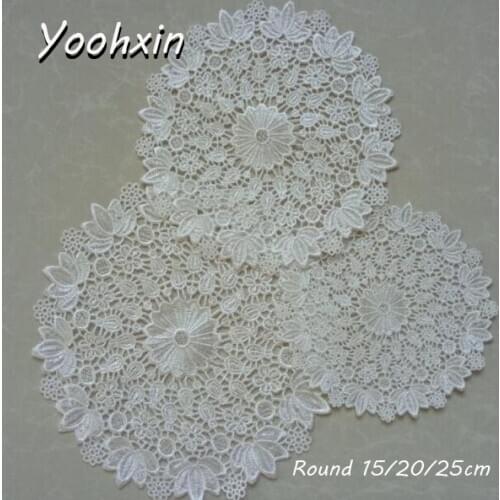 TOP Embroidery drink Lace table place mat pad Cloth Christmas wedding round placemat cup mug tea coaster dining doily kitchen