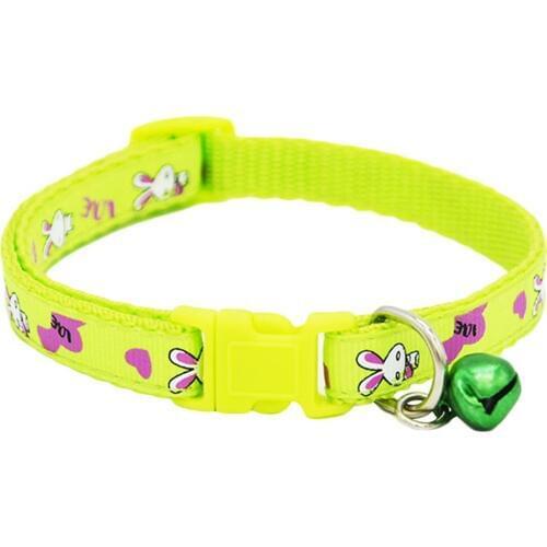 Cute Pet Cat Collar Cartoon Animal Rabbit Printed Quick Release Buckle Polyester Cat Puppy Dog Collar Necklace