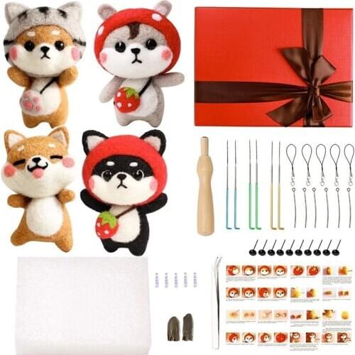 KAOBUY 46PCS Needle Felting Starter Kit With 6Pcs Colorful Needle Felting Needles And Instructions, Wool Felting For Christmas