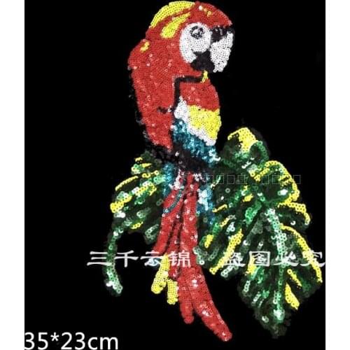 Bird sequins patches parrot logo fashion embroidery patch for clothing patchwork fabric jeans, t shirt, blusas, skirt