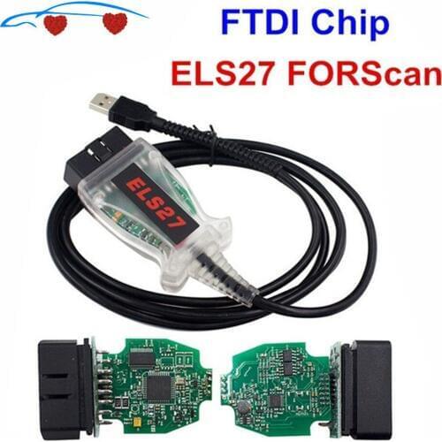 Newest OBD2 Code Reader ELS27 FORScan Works For Ford/Mazfa/Lincoln/Mercury Green PCB FTDI Chip+PIC24HJ128GP Better Than ELM327
