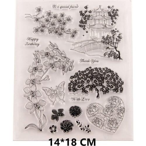 2021 New Yellow Crane Tower Clear Stamps DIY Scrapbooking Craft Supplies Rubber Silicon Seals Card Album Hobby ink pad Stamping