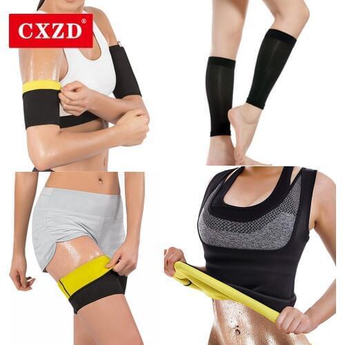 CXZD New Women Shapers Sweat Sauna Slimming shirt Body Shapewear Arms and Leg Sleeves Thigh Trainer Calf Slimming Weight Loss