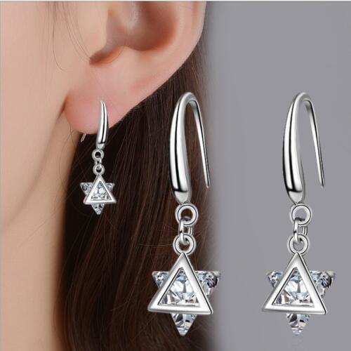Everoyal New Arrival Female Crystal Triangle Drop Earrings For Women Jewelry Fashion Silver 925 Earrings For Girls Accessories
