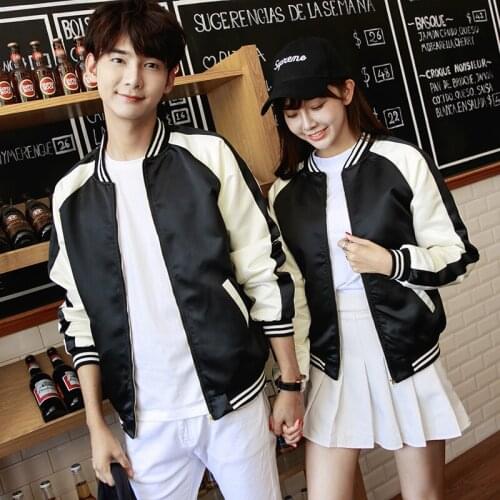 Couple Baseball Jacket Satin Fabric Mens and Womens Fashion Clothing Trends Sweatshirt College Sportswear Lovers Casual Jackets