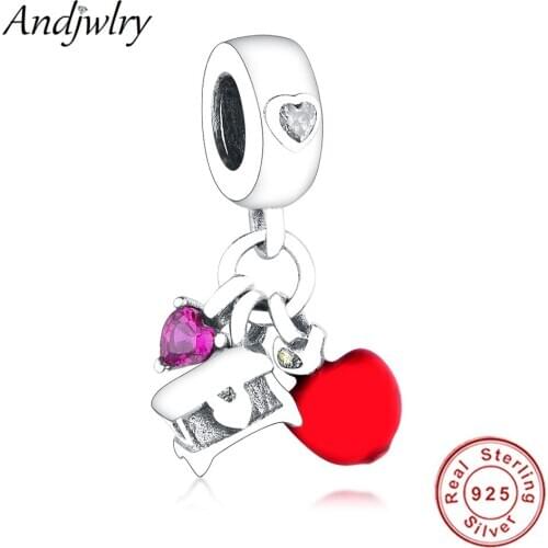 Fit Original Charm Bracelets Authentic 925 Sliver Apple and Heart Dangle DIY Jewelry Christmas Berloque