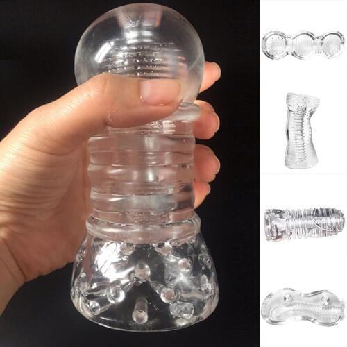 Transparent Soft Silicone Masturbator Aircraft Cup Men Penis Trainer Sex Toy for man Provide anus and vagina stimulation