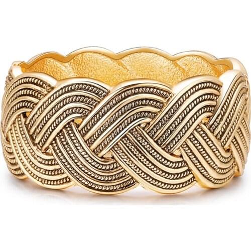 Retro Metal Stripe Wide Cuff Bracelet Bangles For Women Arab Female Bangle Fashion Party Jewelry