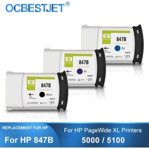 For HP 847 847B Compatible Ink Cartridge With Full Pigment Ink For HP PageWide XL 5000 5100 Printer 400ML