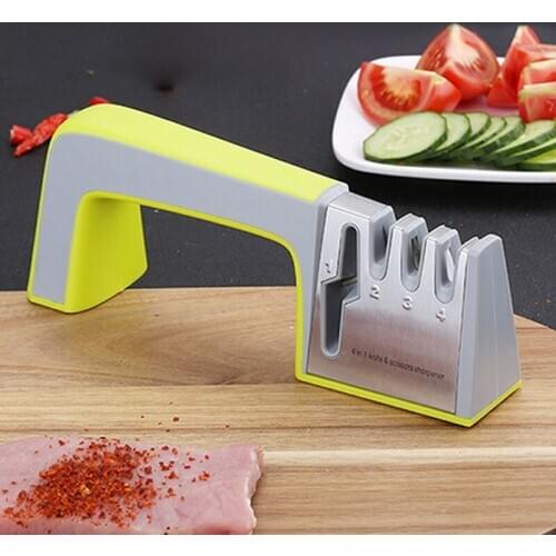 Knife Sharpener Four-Stage Manual Fixed-Angle Scissors Tool Fast Household Kitchen Gadgets Multi-Function Sharpening Stone