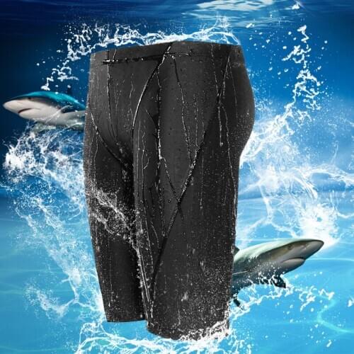 New Shark Skin Water Male Summer Professional Swimming Trunks Solid Black Boxers -shorts Swimwear Pant Racing Briefs L-5XL Plus