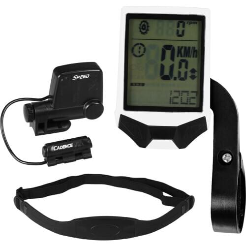 Cycling Wireless Computer with Heart Rate Sensor Multifunctional Rainproof Cycling Computer with Backlight LCD