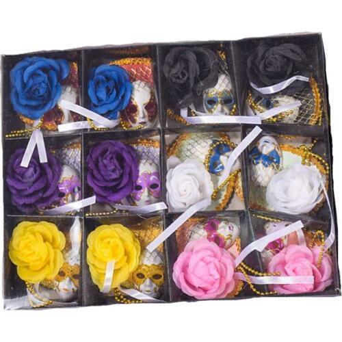 Venice Mask with Hat Flower Fridge Magnet Home Decor Tourist Souvenir Wedding Return Gift Pink Blue 12pcs/lot DEC400