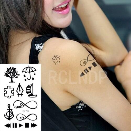 Waterproof Temporary Tattoo Sticker Tree Umbrella Arrow Anchor Number 8 Boat Elements Flash Tatoo Fake Tatto Art for Women Men