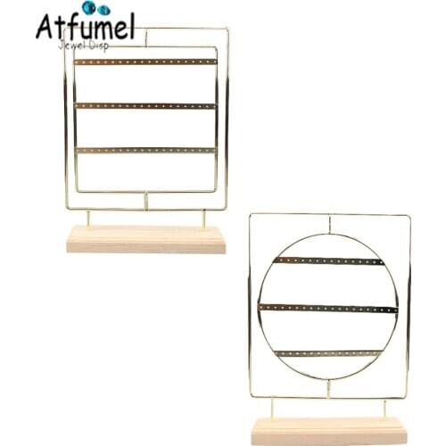 Rotating 3Layer Metal Bracelet Earring Jewelry Display Stand Holder Wood Chain Stud Jewelry Organizer Storage Hanging Rack Stand