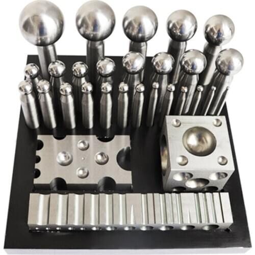 High Quality 25PCS Dapping Punch Metal Forming Doming Tool Set with Dapping Block