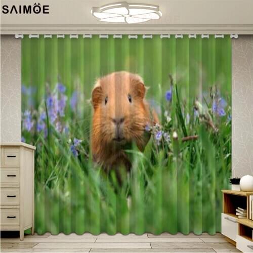 Guinea Pig Blackout Curtain For Living Room Nature Animal Bedroom Window Curtains Ultra-thin Micro Shading Cortinas