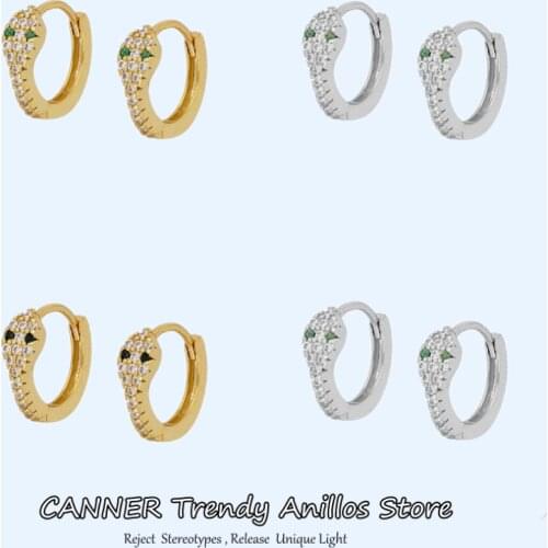 Canner 925 Sterling Silver Hoop Earrings Luxury Sparkling Snake Huggie Earrings For Women Fine Jewelry Serpiente pendientes W4