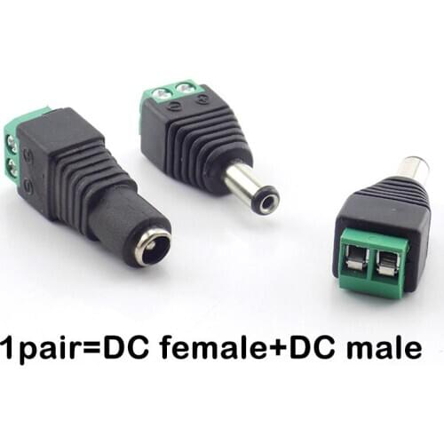 1 pair DC Power plug female+ male Connector jack Coax Cat5 To Bnc adapter Av BNC UTP for CCTV Camera Video Balun LED Lamp Strip