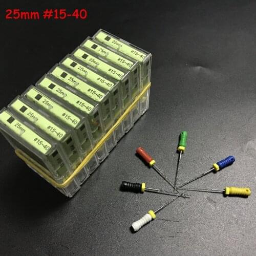 10boxes Endodontic Root Canal K Files (Hand Use) Dental K-File 25mm #15-40 Hand Use files Endodontic Instruments Dentist Tools