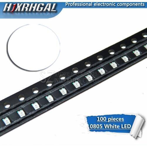 100pcs White 0805 SMD LED diodes light new and original hjxrhgal