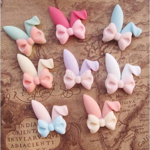 100pcs Wholesale DIY Multicolor Resin Cameo Cabochons For Jewelry Deco 43mm Inspired Bunny Flatback DIY Kawaii