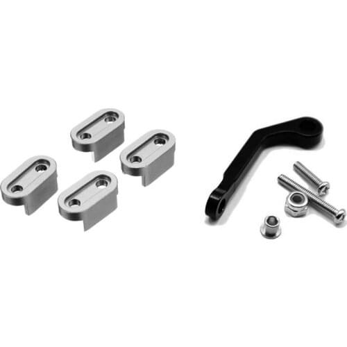 2 Set RC Car Part: 1 Set Upgrade Metal Firm Fixed Seat & 1 Set Metal Servo Pull Rod,Black