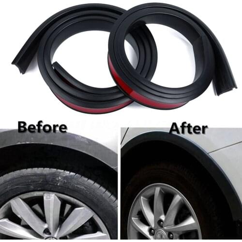 2PCS Fender Flares Protector Guards Trim Molding Anti-collision Protector Double Sided Adhesive Exterior Strip 150*3.8cm Rubber