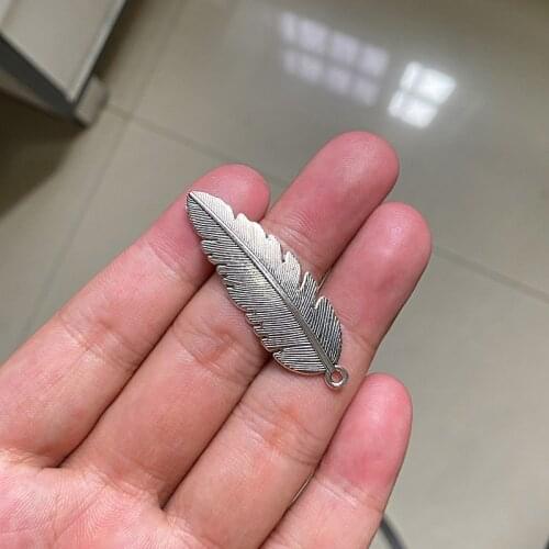 24pcs/lot Charms Feather Leaf DIY Necklace Pendant For Women Accessories Findings Tibetan Jewelry Making Supplies