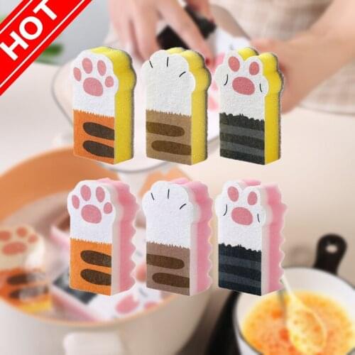 3Pcs Cat Claw Sponge Wiping Decontamination Brush Pot Dishwashing Sponge Block Cleaning Brush For Household Cleaning Supplies