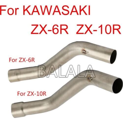 Motorcycle Exhaust Muffler Adapter Middle Link Pipe Tube Tip Slip On Exhaust Motobike Accessories For KAWASAKI ZX-6R 2009-2015
