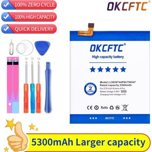 OKCFTC 5300mAh Li3939T44P8h756547 Battery For ZTE A2019 Pro AXON 9 Pro A2020 A2020N2 Axon 10 Pro 5G Mobile Phone High Quality