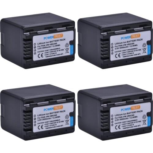 PowerTrust 1Pc 3600mAh VW-VBK360 VW VBK360 VBK360 Battery for Panasonic HDC-HS80 SD40 SD60 SD80 SDX1 SDR-H100 HS60 HS80 H85 H95