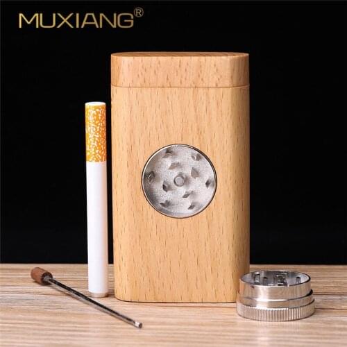 Tobacco Accessories Wooden Cigarette Case Solid Wood Cigarette Case Side Cigarette Grinding Device Gift for Men