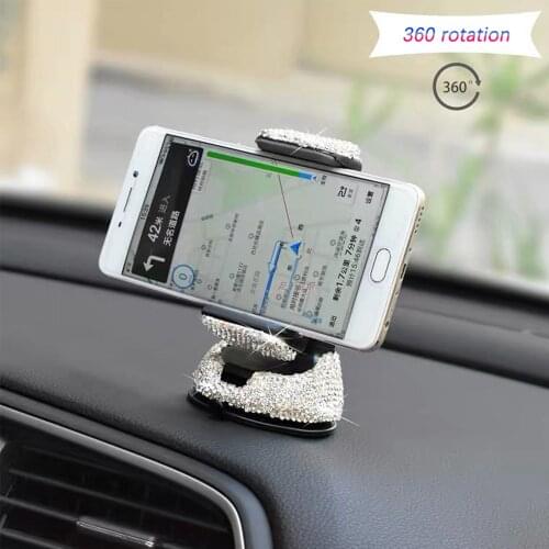 Crystal Rhinestones 360 Degree Car Phone Holder for Car Dashboard Auto Windows and Air Vent Universal Car Mobile Phone Holder