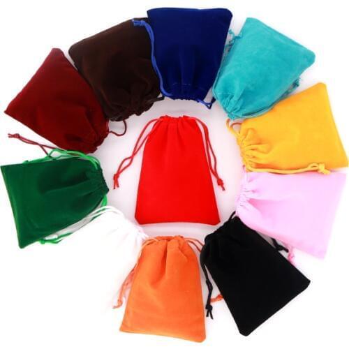 13*18cm 5 pcs Packing Drawstring Velvet Pouch Sachet Gift Bag For Jewelry Wedding Things Party Simple Fabric Gift Bag Wholesale