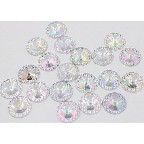 Free Shipping 100pcs/Lot 12mm Multicolor Rould Shape Design Acrylic Rhinestone, Crystal Cabochons, Jewelry Accessories For Diy