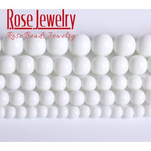 Wholesale White Agates Beads For Jewelry Making White Onyx Smooth Round Natural Stone Beads DIY Bracelets Accessories 4mm - 12mm