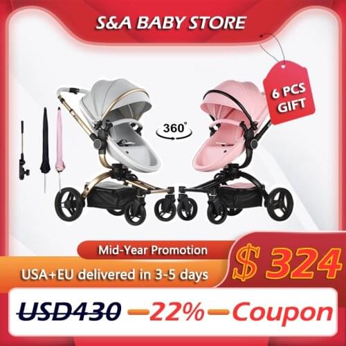 Fast Shipping Free Shipping Aulon Luxury Baby Stroller 3 in 1 High land-scape baby Pram