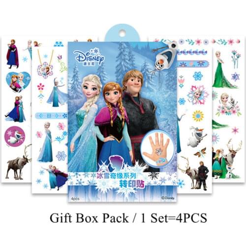 Disney Child Temporary Tattoo Stickers Toy Princess Frozen Elsa Mickey Mouse Stitch Body Art Waterproof Tattoo Stickers Gift Box
