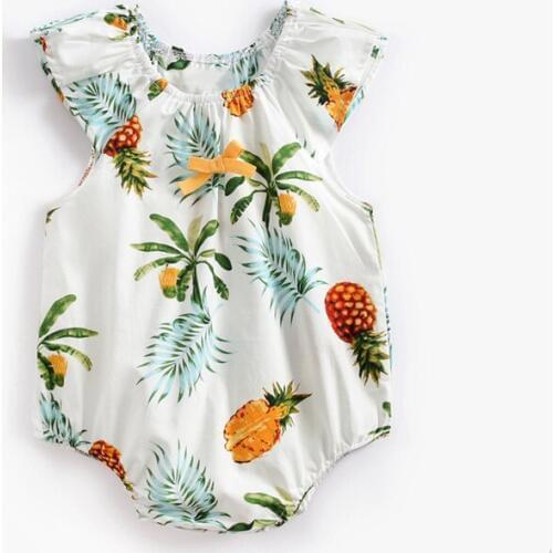 New high quality Cute Kids Baby Girl Child Toddler Fruit pineapple Print Sleeveless Romper Jumpsuit Outfit Clothes