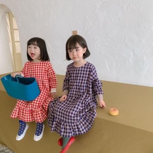 Girl Dress Kids Baby 2021 Plaid Spring Autumn Toddler Princess Casual Outwear Beach Uniform Dresses Children Clothing