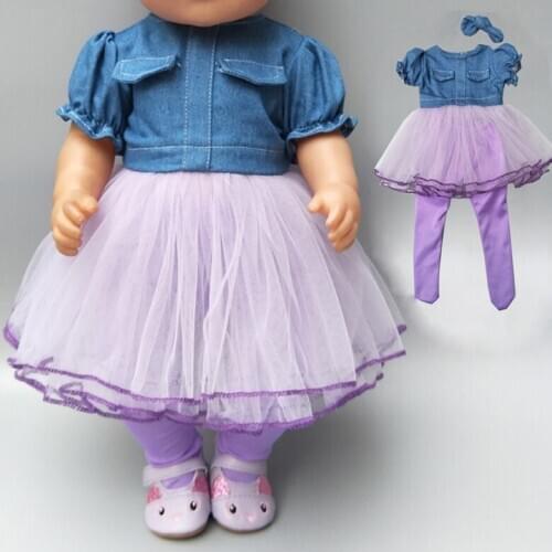 Baby Doll jean dress with legging for 18 inch girl doll jeans clothes and long socks baby doll clothes