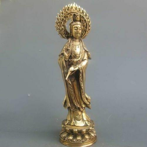 Exquisite Rare Buddhism Temple Guanyin Kwan-yin Buddha Bodhisattva Brass Statue
