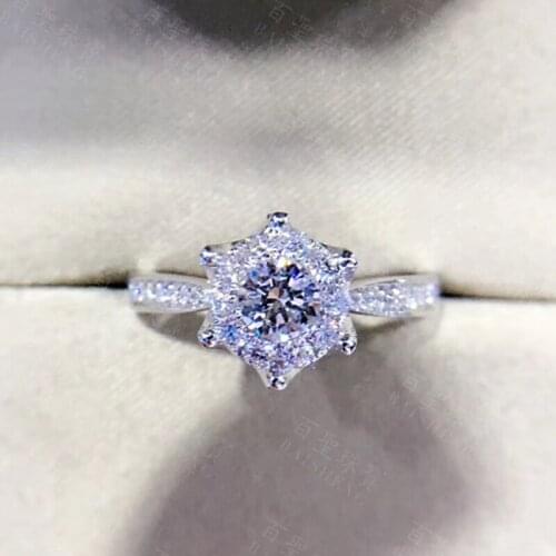 100% 18K gold ring and moissanite diamond D VVS Luxury wedding ring With national certificate SW3