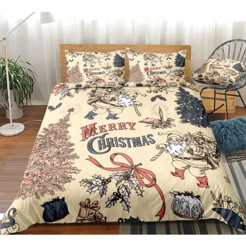 Christmas Reindeer Duvet Cover Set Santa Claus Bedding Set Christmas tree Beds Set Home Textiles Microfiber For Kids Girls