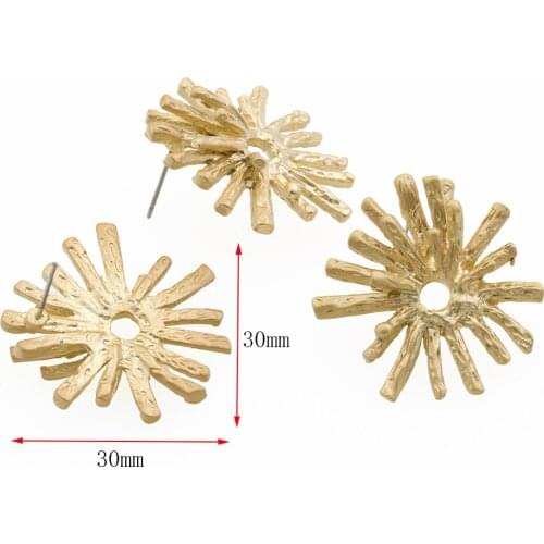 10pcs DIY Flower Earrings Connectors Handmade Stud Earring Settings Matt Gold Earrings Hook for Jewelry Making Accessories